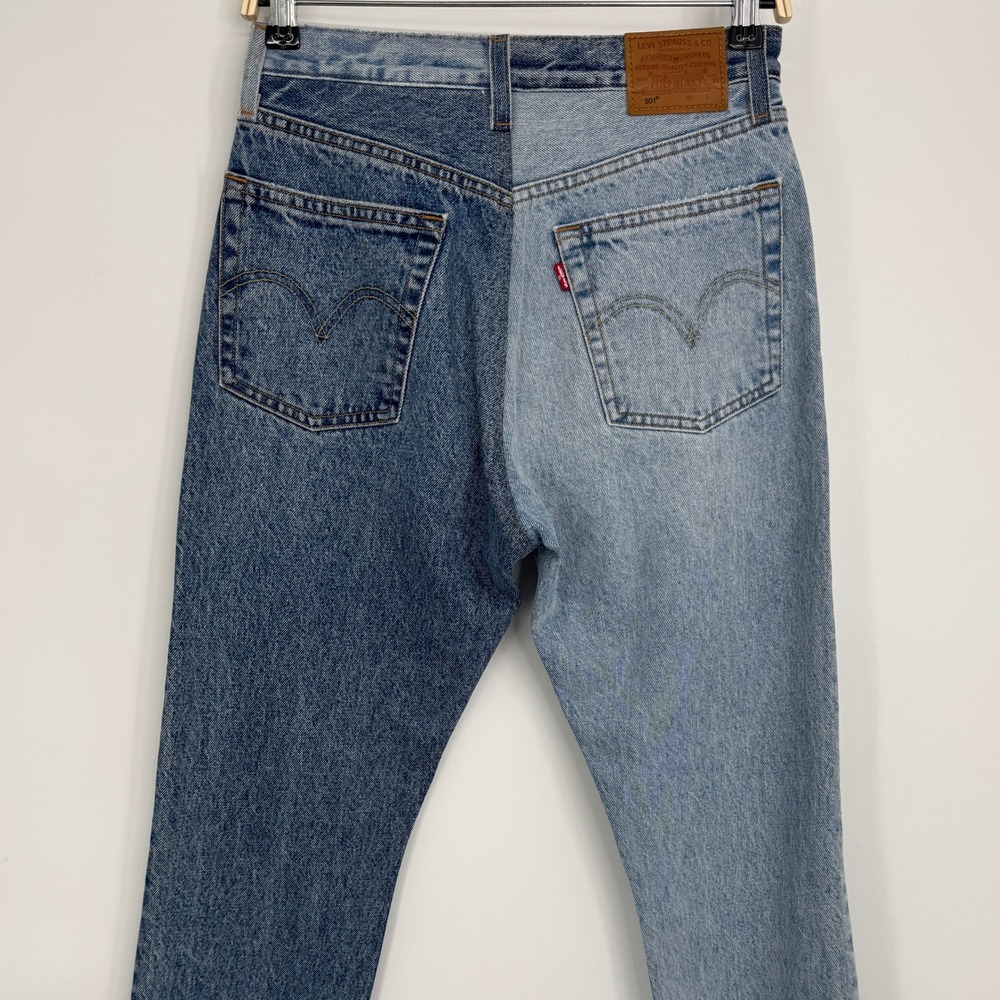 Levi's Premium 501 Original Two Tone Jeans 27 Blue High Rise Straight Leg Denim - Picture 9 of 12